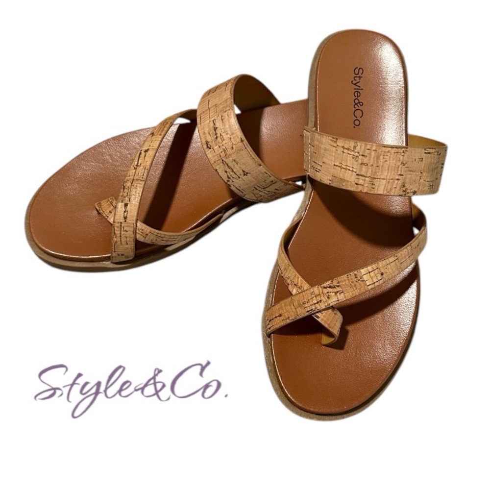 Womens Style&Co. Cordeliaa slip-on strappy flat sandals.